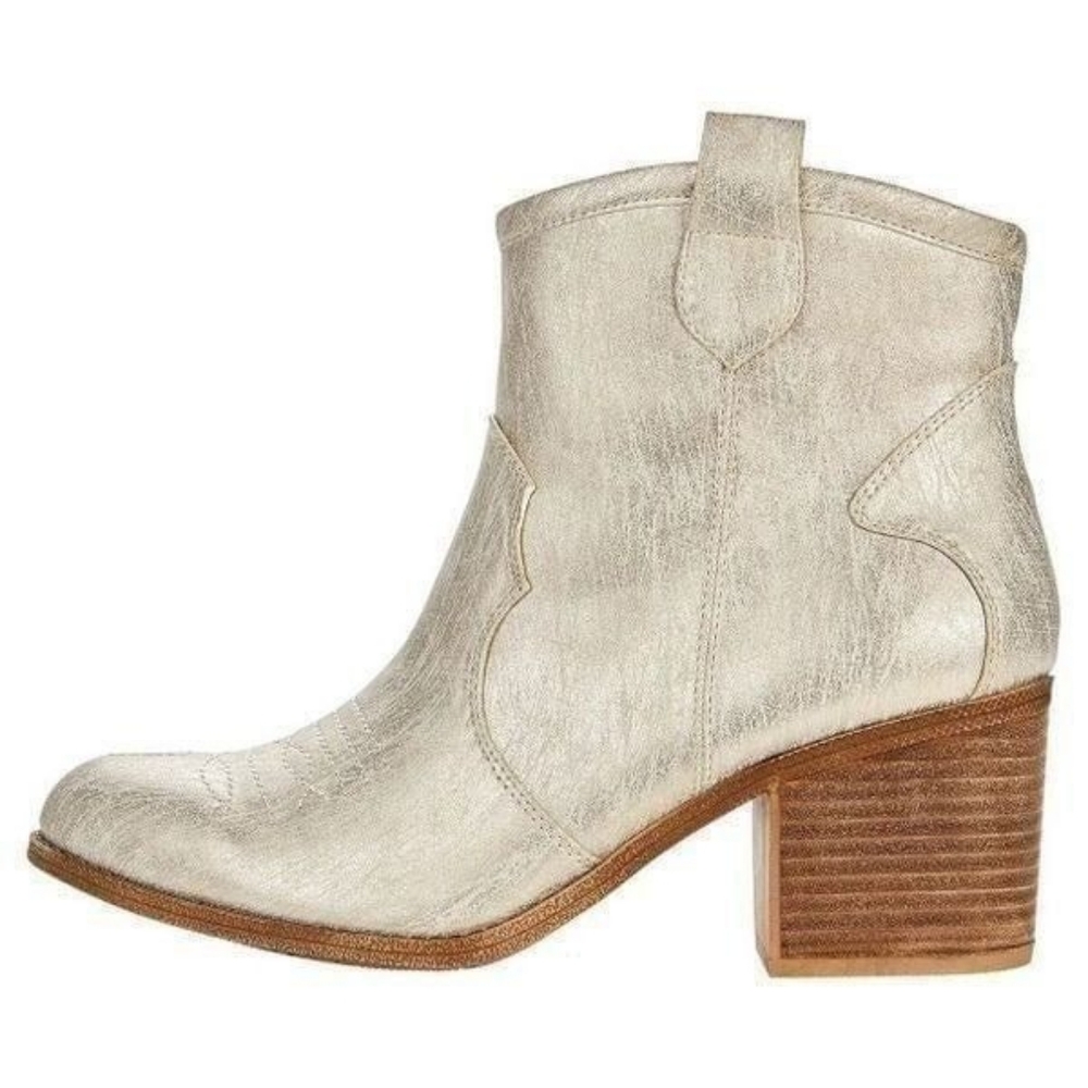 Western Heeled Boots Distressed Metallic Gold‎ Dirty Laundry Women's 6.5 Cowgirl